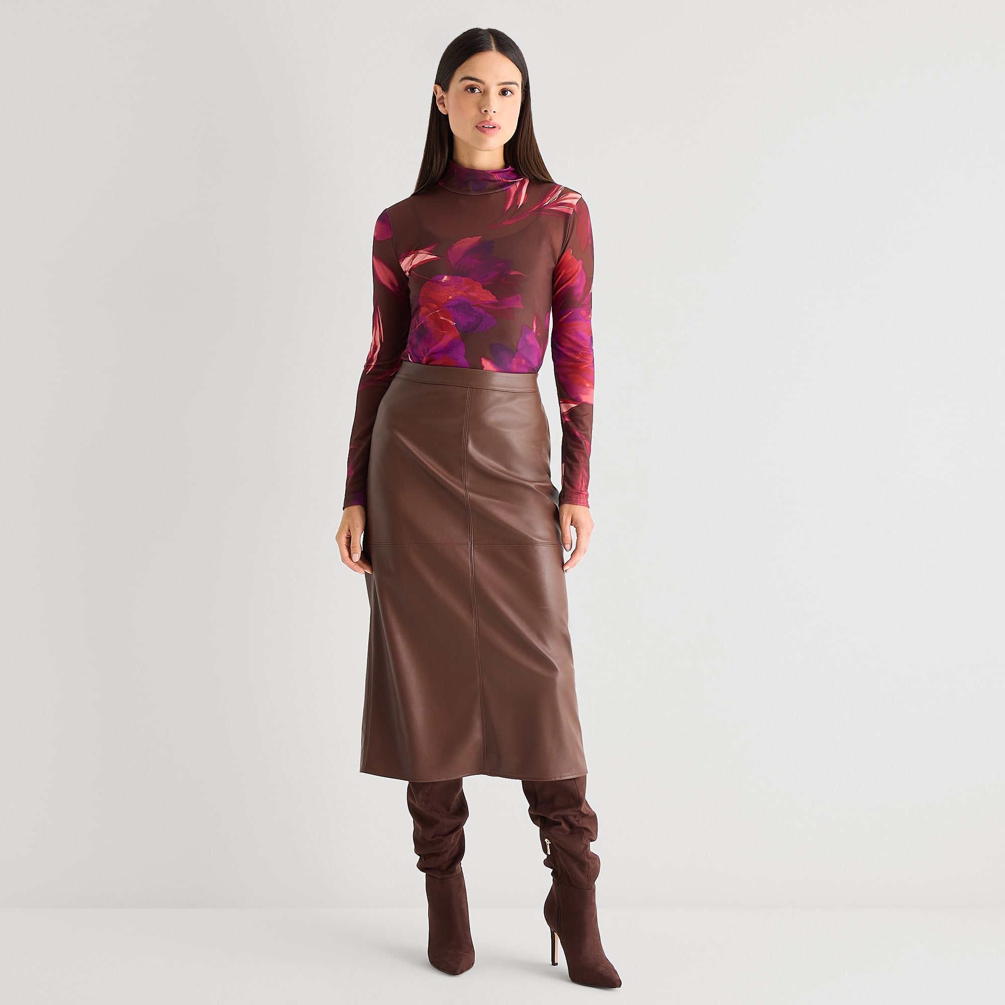 Worthington Womens Long Sleeve Mock Neck Top