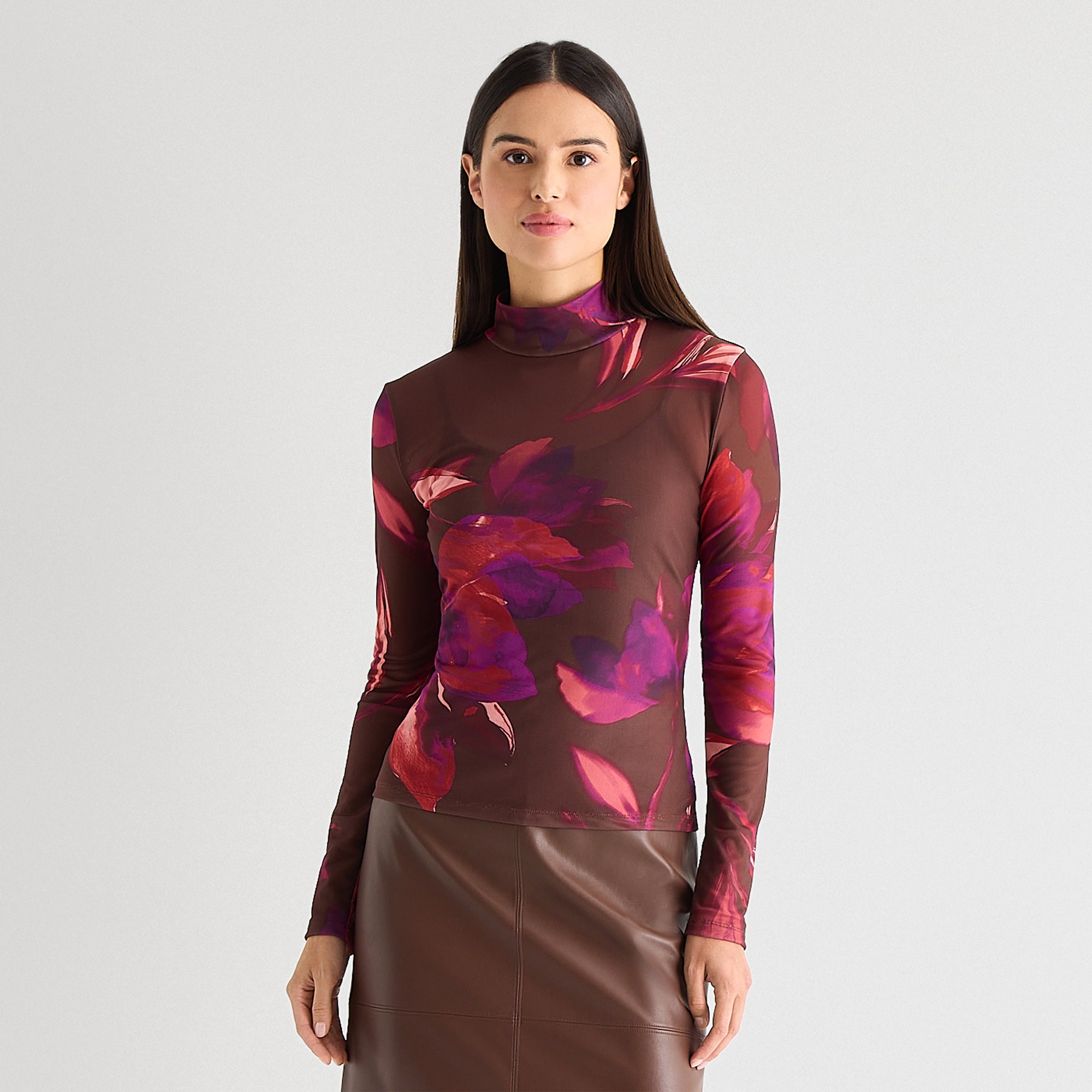 Worthington Womens Long Sleeve Mock Neck Top
