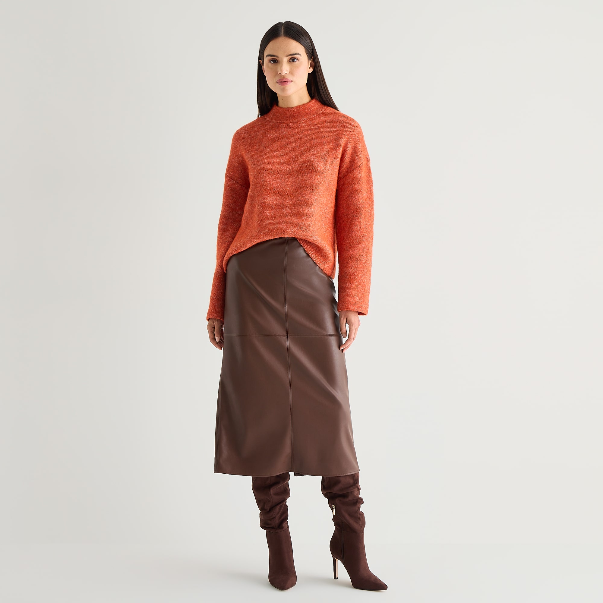 Worthington Womens Midi Faux Leather Pencil Skirt