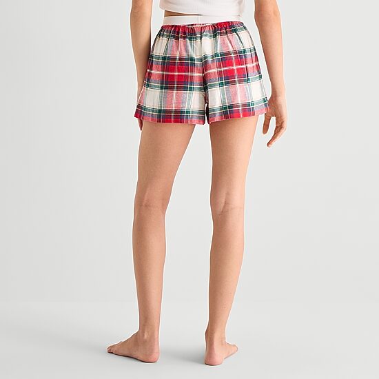 Arizona Womens Juniors Flannel Pajama Shorts