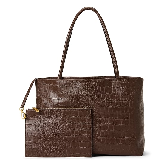 BCBGeneration Chocolate Croc Tote Bag
