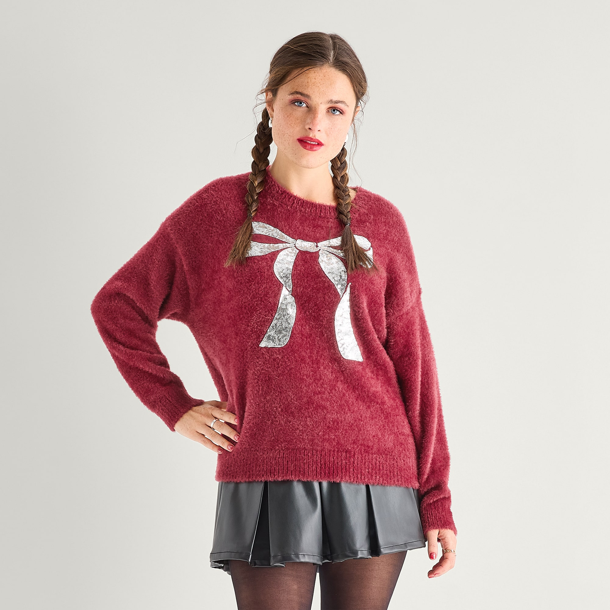 Jingle Ball Womens Crew Neck Long Sleeve Pullover Sweater