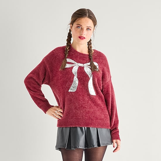 Jingle Ball Womens Crew Neck Long Sleeve Pullover Sweater