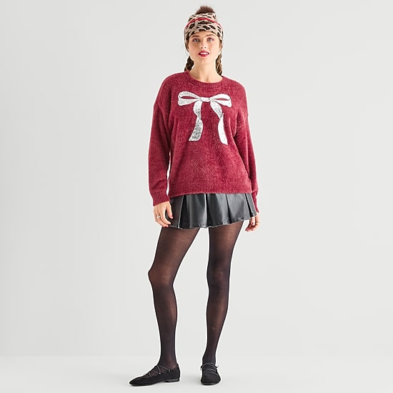 Jingle Ball Womens Crew Neck Long Sleeve Pullover Sweater