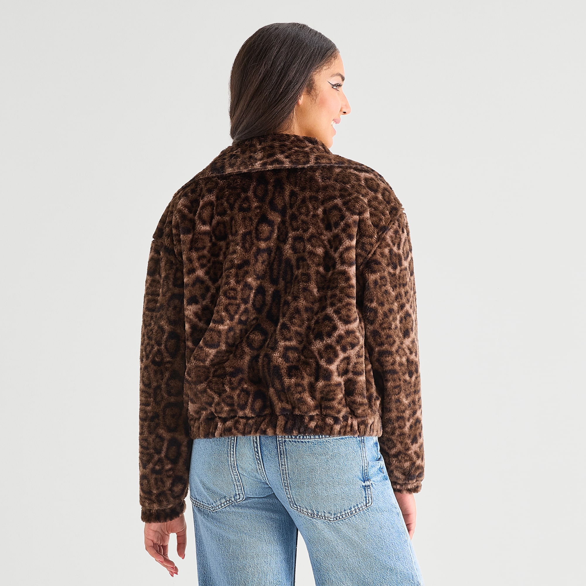 Jingle Ball Womens Juniors Midweight Faux Fur Jacket