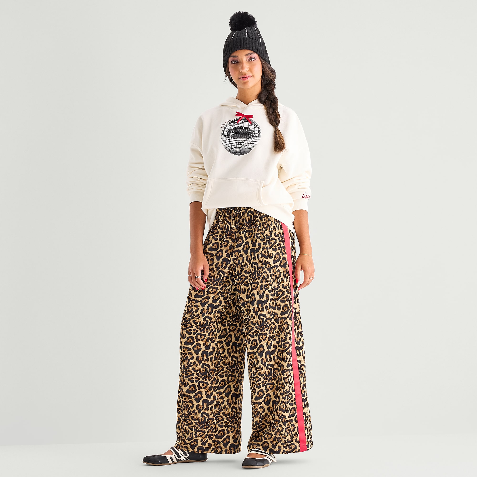 Grayson Threads, The Label Womens Wide Leg Mid Rise Regular Fit Track Pant
