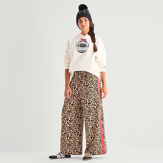 Jingle Ball Womens Wide Leg Mid Rise Regular Fit Track Pant