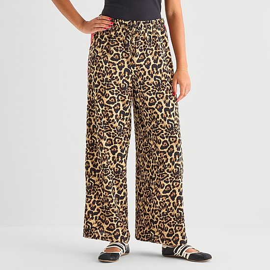 Jingle Ball Womens Wide Leg Mid Rise Regular Fit Track Pant