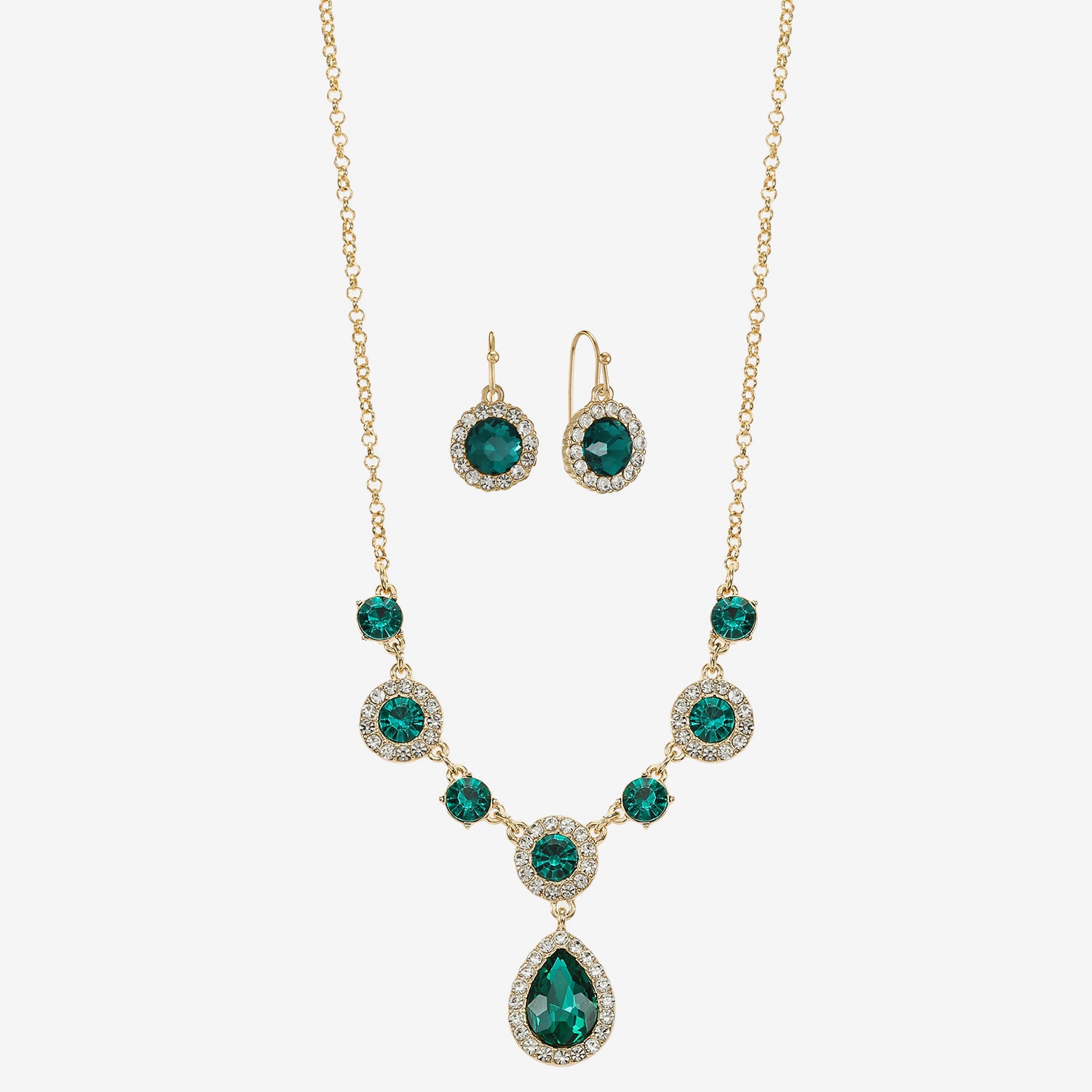 Monet Jewelry Womens Green Glass Round 2-pc. Jewelry Set