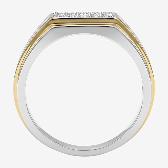 (F / Si2) Mens 1/3 CT. T.W. Lab Grown White Diamond 14K Gold Over Silver Fashion Ring