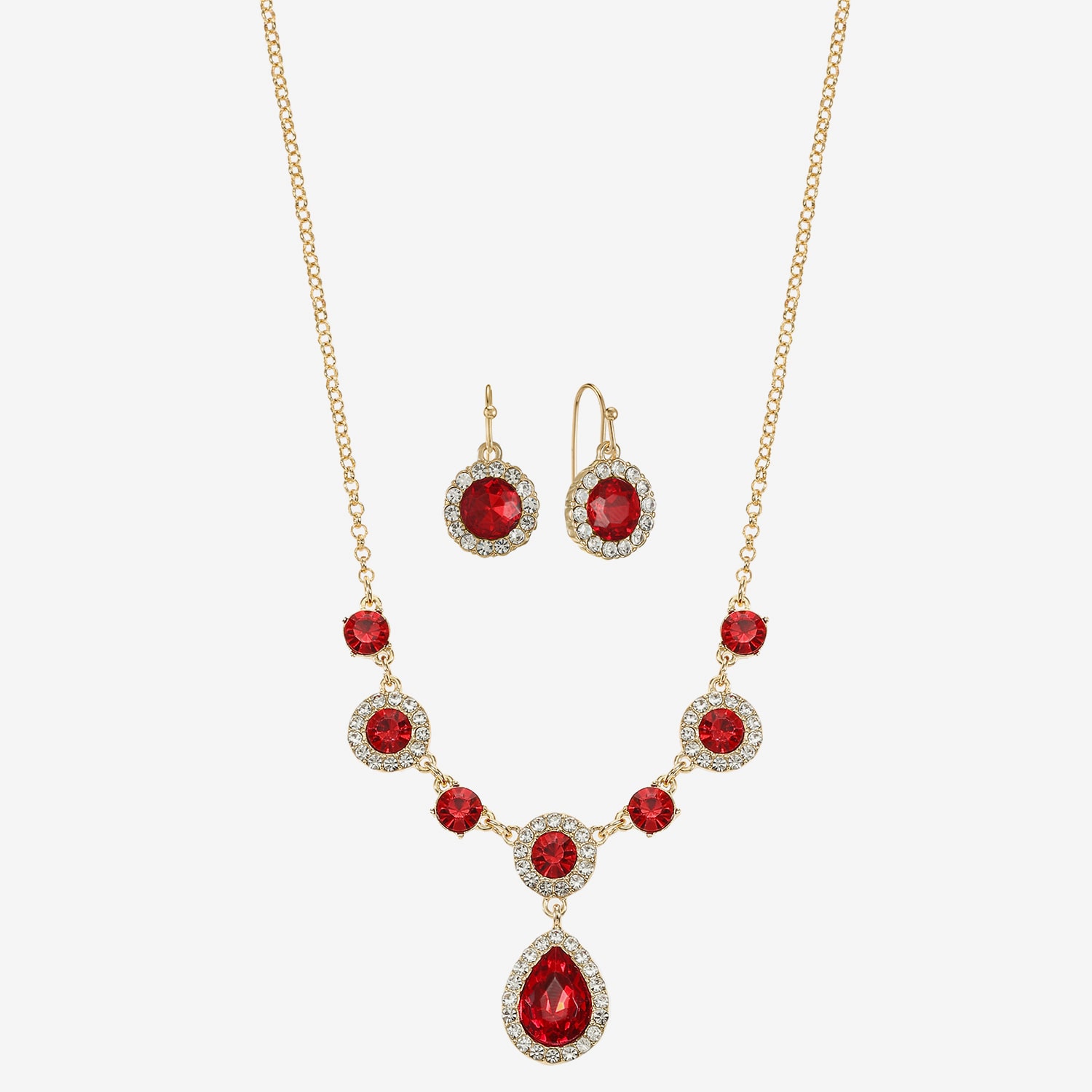 Monet Jewelry Womens Red Glass Round 2-pc. Jewelry Set