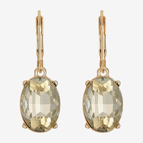 Monet Jewelry Womens Brown Glass Oval Drop Earrings