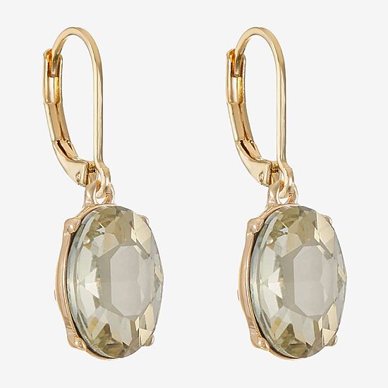 Monet Jewelry Womens Brown Glass Oval Drop Earrings