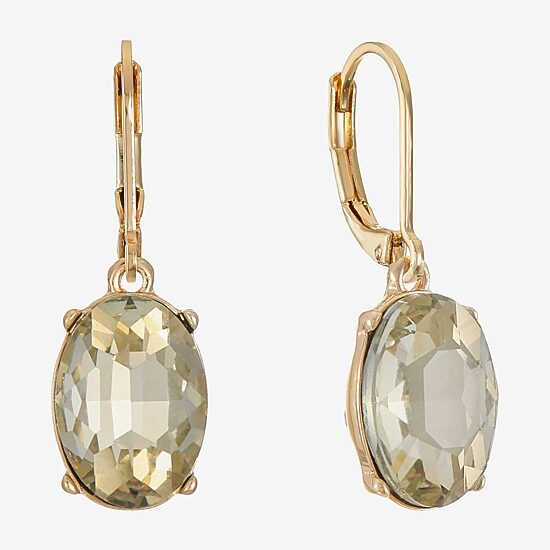 Monet Jewelry Womens Brown Glass Oval Drop Earrings