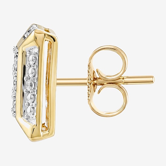 (F / Si2) 1/4 CT. T.W. Lab Grown White Diamond 14K Gold Over Silver 11mm Square Stud Earrings
