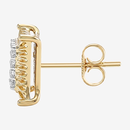 (F / Si2) 1/5 CT. Lab Grown White Diamond 14K Gold Over Silver 8.2mm Stud Earrings