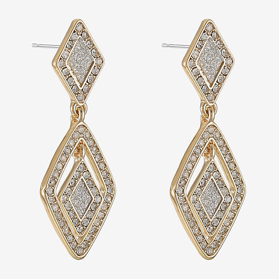 Monet Jewelry Womens Glass Diamond Hypoallergenic Drop Earrings
