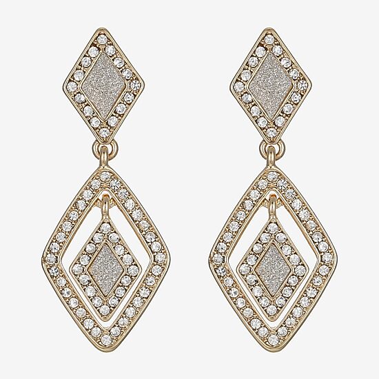 Monet Jewelry Womens Glass Diamond Hypoallergenic Drop Earrings