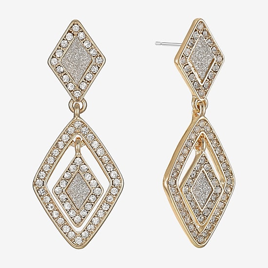 Monet Jewelry Womens Glass Diamond Hypoallergenic Drop Earrings