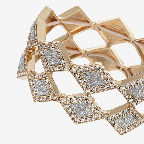 Monet Jewelry Womens Glass Diamond Stretch Bracelet