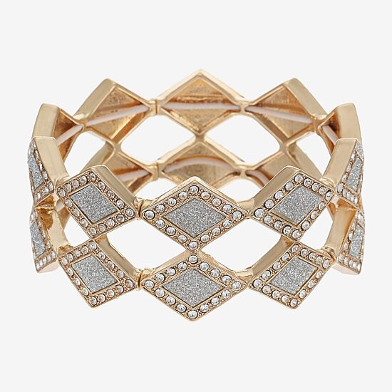 Monet Jewelry Womens Glass Diamond Stretch Bracelet