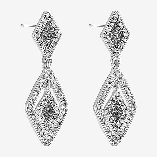 Monet Jewelry Womens Glass Diamond Hypoallergenic Drop Earrings