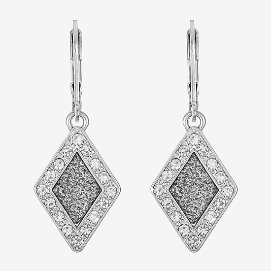 Monet Jewelry Womens Glass Diamond Drop Earrings