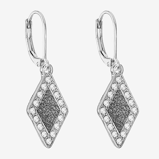 Monet Jewelry Womens Glass Diamond Drop Earrings