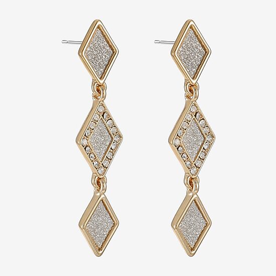 Monet Jewelry Womens Glass Diamond Hypoallergenic Drop Earrings