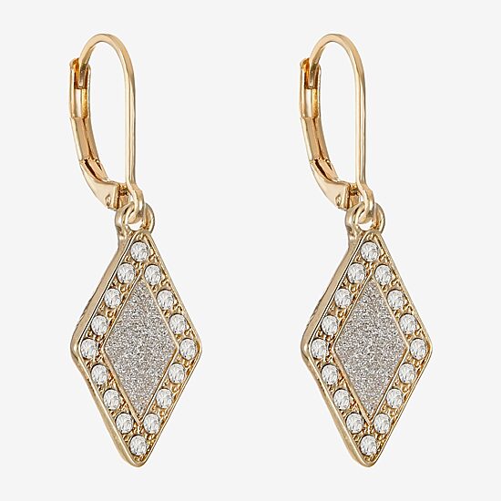 Monet Jewelry Womens Glass Diamond Drop Earrings