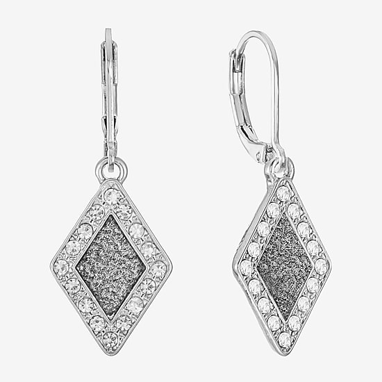Monet Jewelry Womens Glass Diamond Drop Earrings