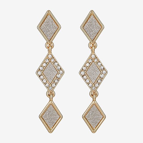 Monet Jewelry Womens Glass Diamond Hypoallergenic Drop Earrings