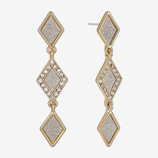 Monet Jewelry Womens Glass Diamond Hypoallergenic Drop Earrings
