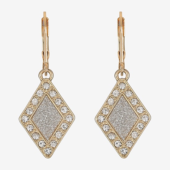 Monet Jewelry Womens Glass Diamond Drop Earrings