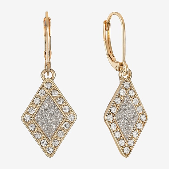 Monet Jewelry Womens Glass Diamond Drop Earrings