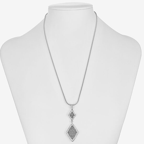 Monet Jewelry Womens Glass Diamond 17 Inch Pendant Necklace