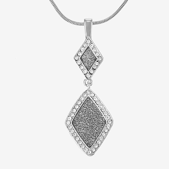 Monet Jewelry Womens Glass Diamond 17 Inch Pendant Necklace