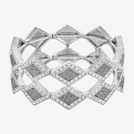 Monet Jewelry Womens Glass Diamond Stretch Bracelet