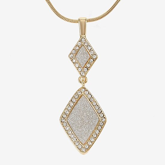 Monet Jewelry Womens Glass Diamond 17 Inch Pendant Necklace