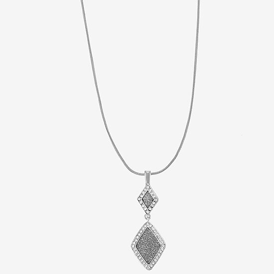 Monet Jewelry Womens Glass Diamond 17 Inch Pendant Necklace