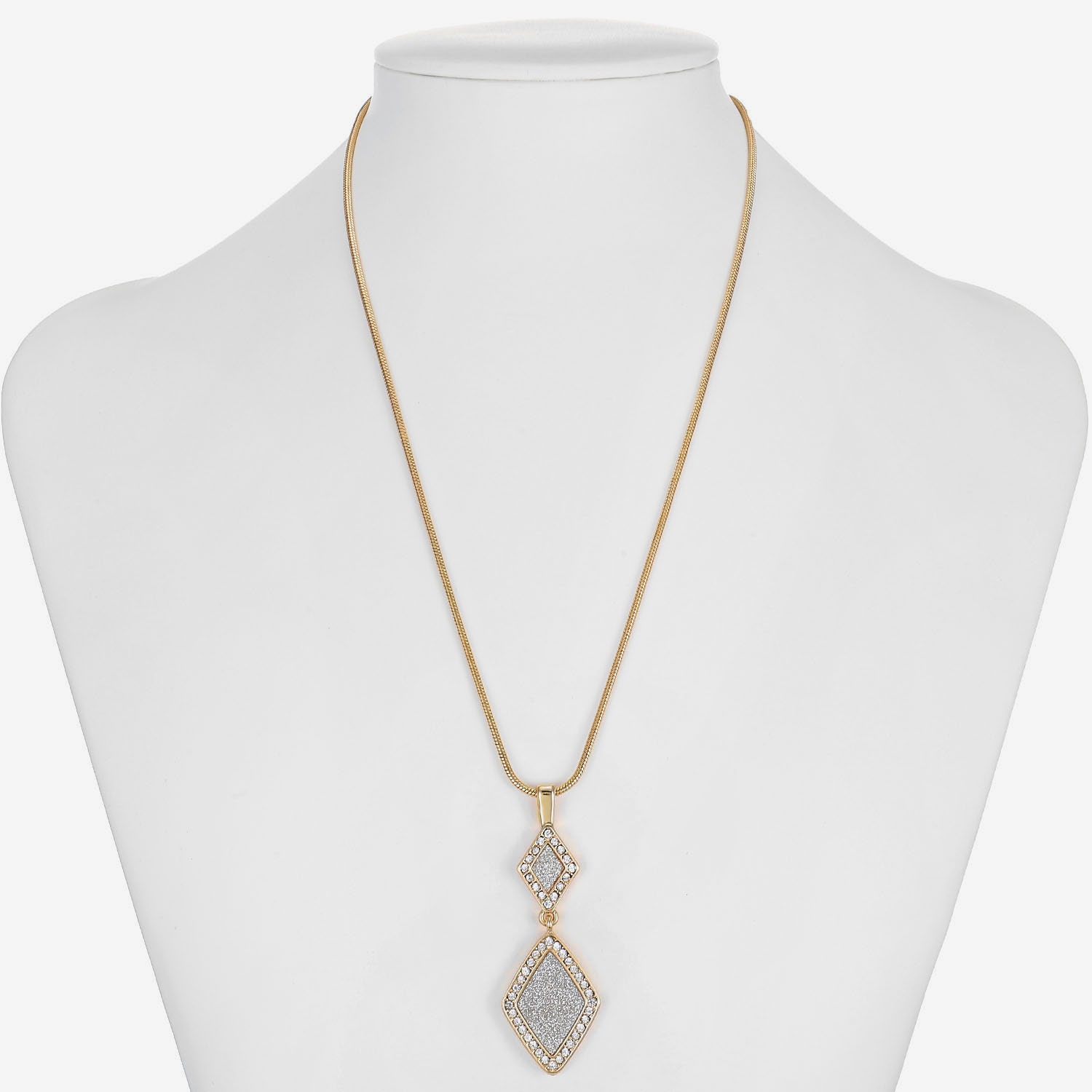 Monet Jewelry Womens Glass Diamond 17 Inch Pendant Necklace
