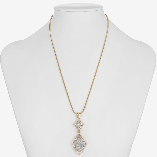 Monet Jewelry Womens Glass Diamond 17 Inch Pendant Necklace