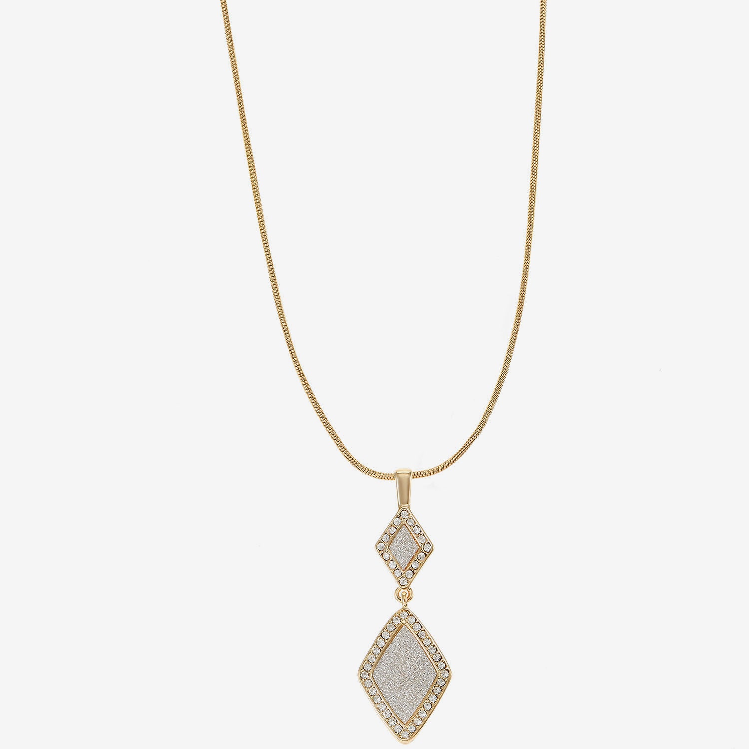 Monet Jewelry Womens Glass Diamond 17 Inch Pendant Necklace