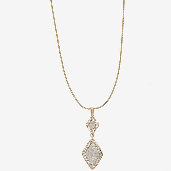 Monet Jewelry Womens Glass Diamond 17 Inch Pendant Necklace