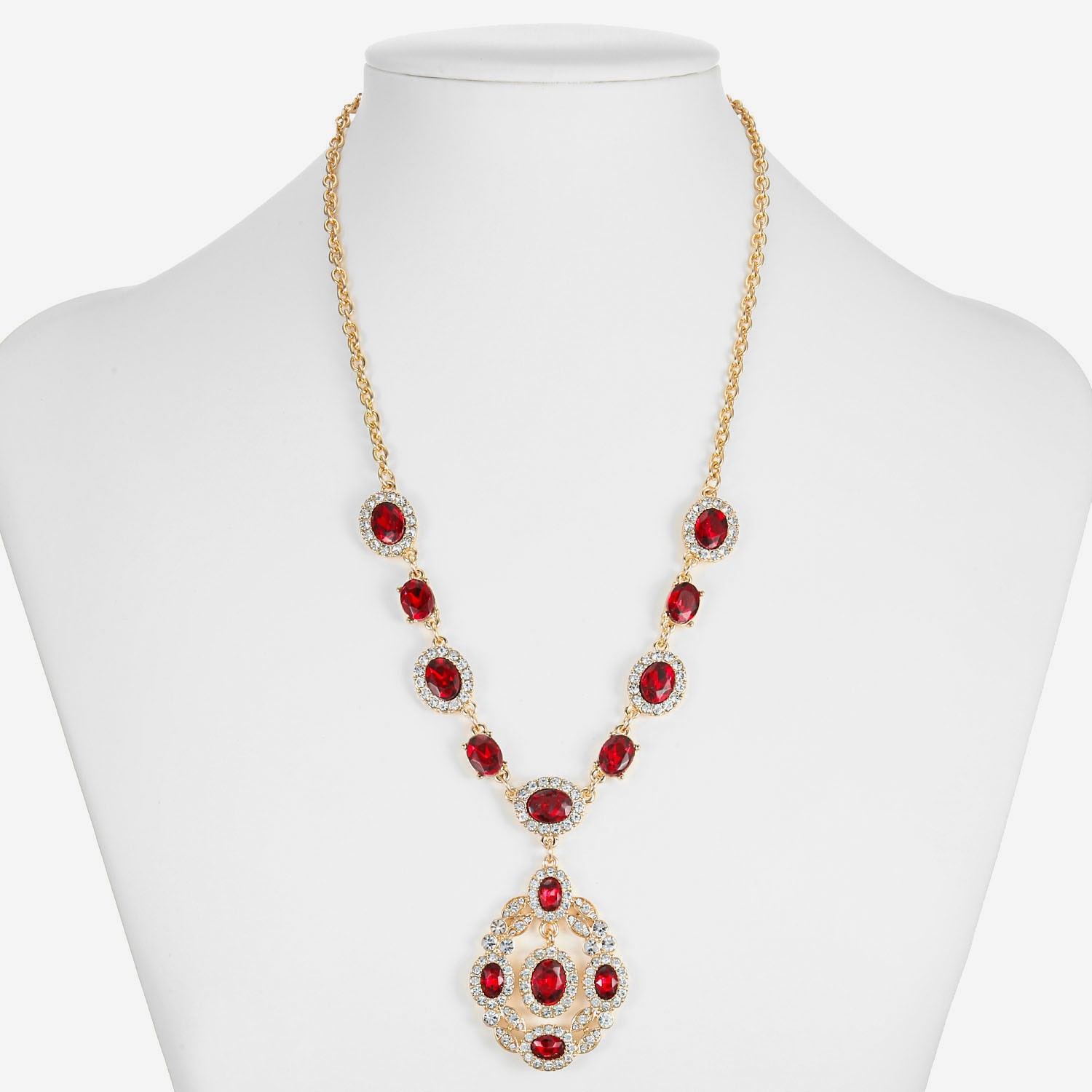 Monet Jewelry Womens Red Glass 17 Inch Y Necklace