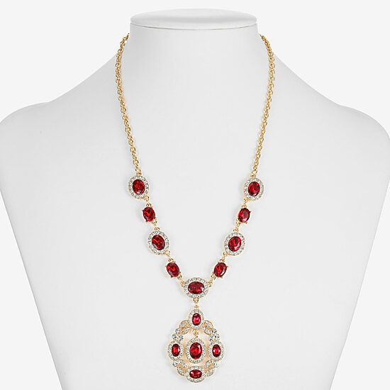 Monet Jewelry Womens Red Glass 17 Inch Y Necklace
