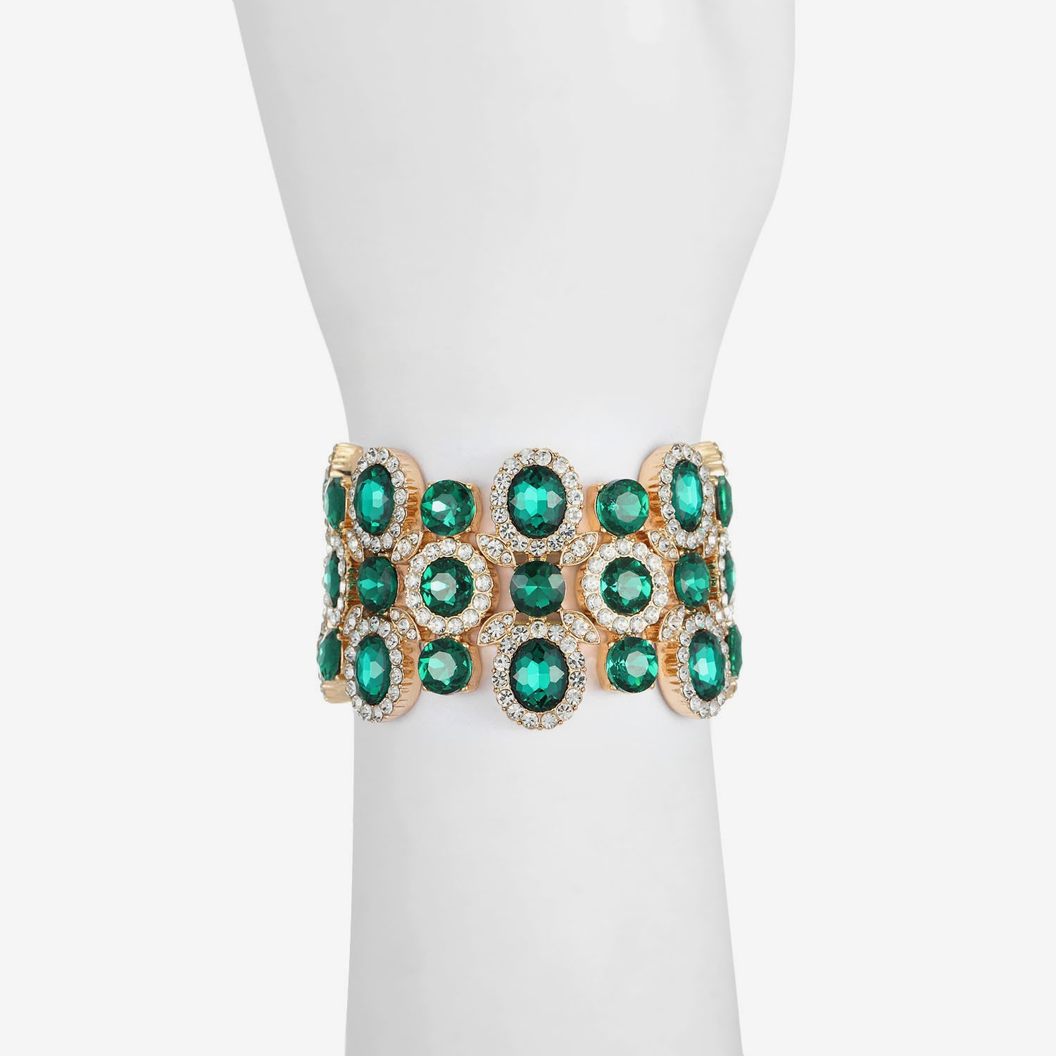 Monet Jewelry Womens Green Glass Oval Stretch Bracelet