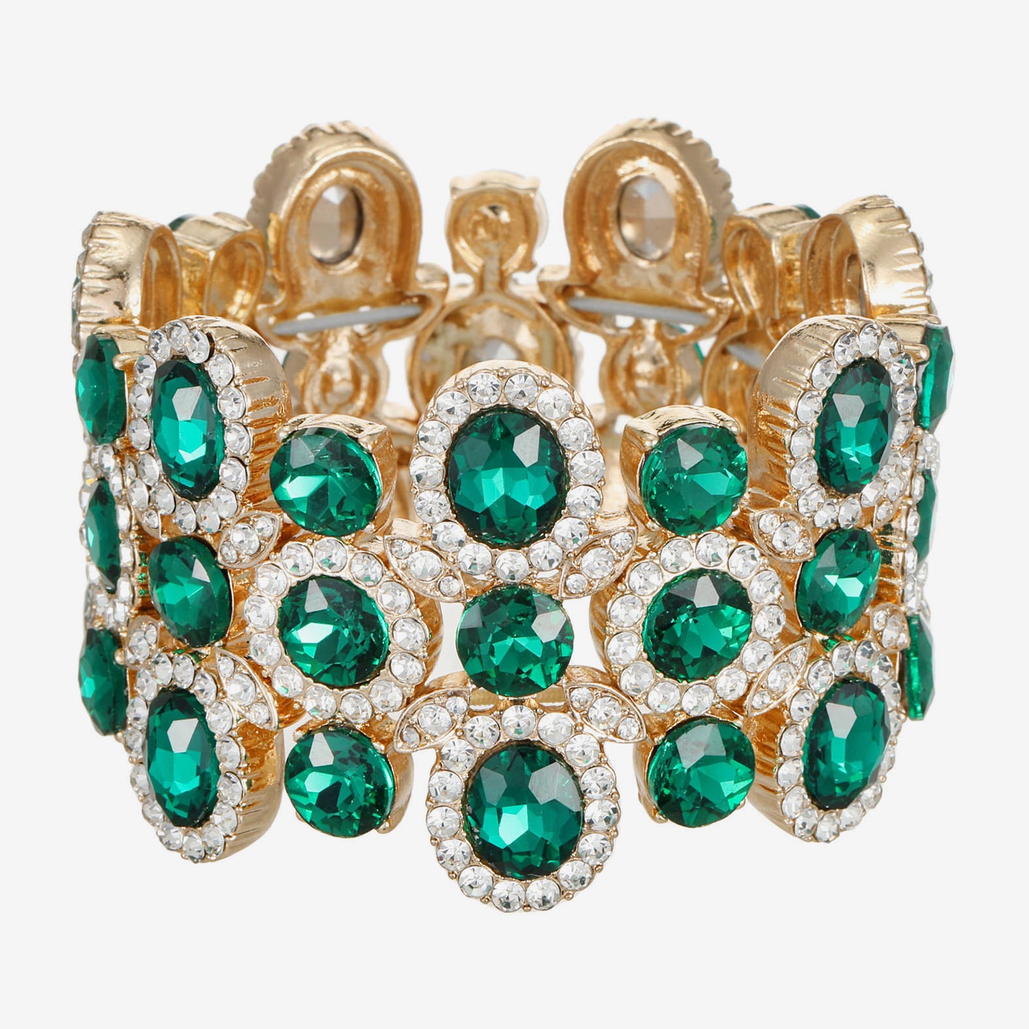 Monet Jewelry Womens Green Glass Oval Stretch Bracelet