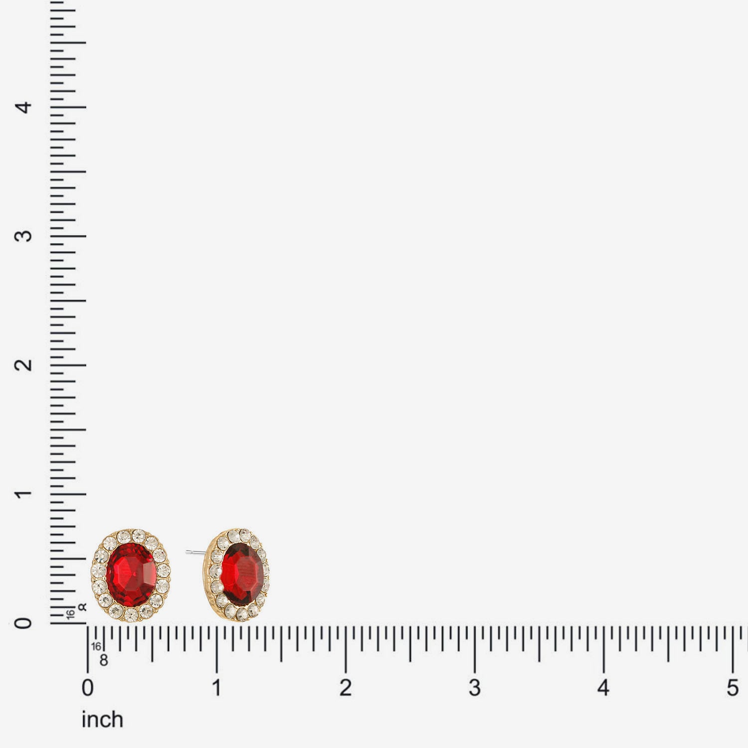 Monet Jewelry Red Glass 16mm Oval Stud Earrings