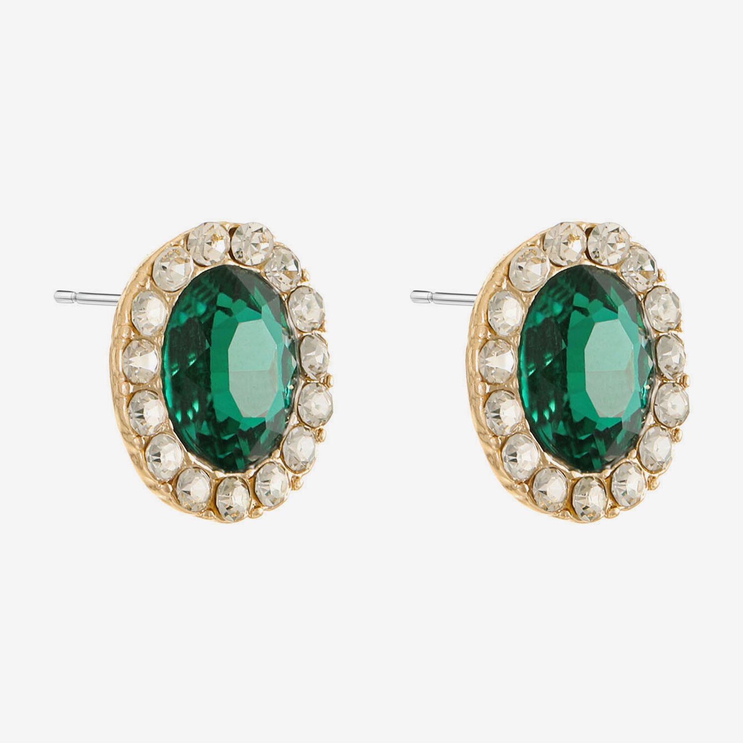 Monet Jewelry Green Glass 16mm Oval Stud Earrings